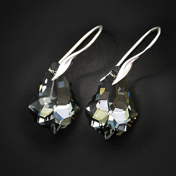 Auskarai moterims DiamondSky Baroque IV Silver Night su Swarovski kristalais kaina ir informacija | Auskarai | pigu.lt