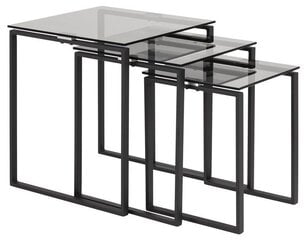 3-jų staliukų komplektas Katrine, juodas kaina ir informacija | Kavos staliukai | pigu.lt