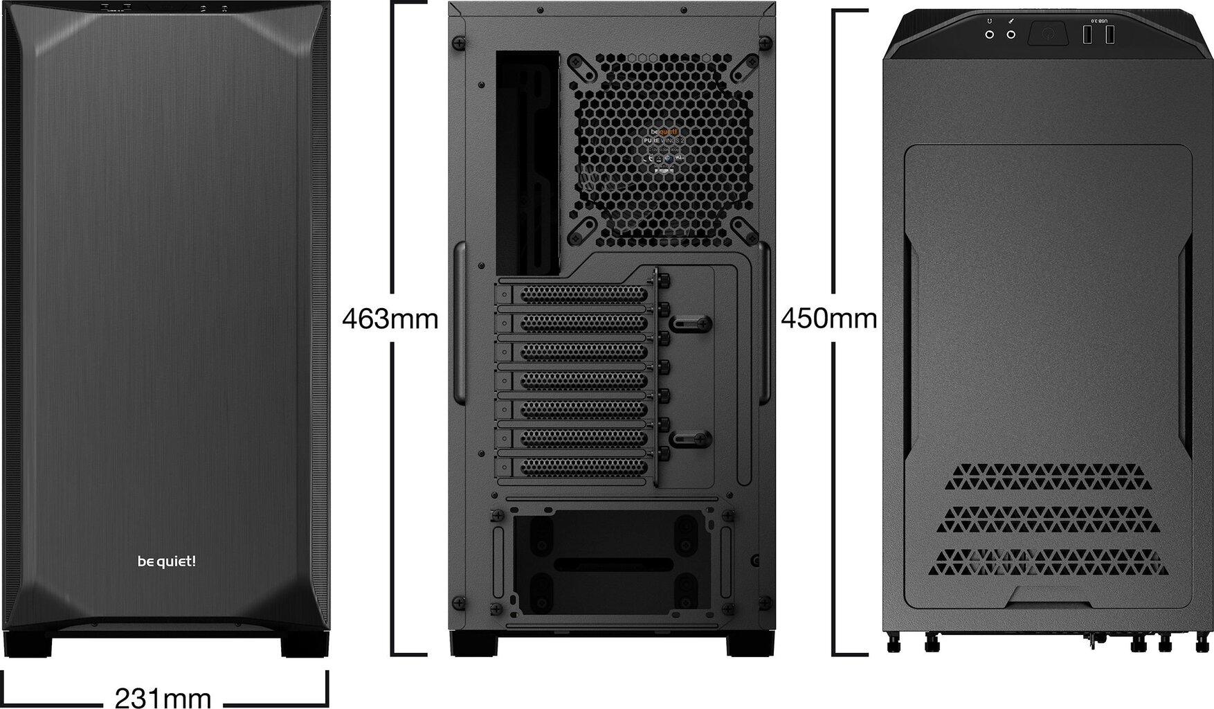 be quiet! Pure Base 500 kaina ir informacija | Korpusai | pigu.lt