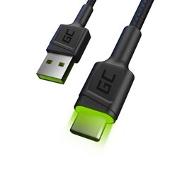 Кабель Green Cell Ray USB -кабель - USB -C 120 см с зеленой светодиодной подсветкой и поддержкой быстрой зарядки Ultra Charge, QC 3.0 цена и информация | Кабели для телефонов | pigu.lt