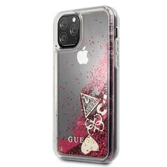 Guess GUHCN58GLHFLRA iPhone 11 Pro raspberry hard case Glitter Hearts kaina ir informacija | Telefono dėklai | pigu.lt