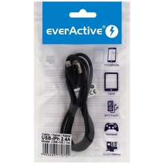 Kabeliu apipintas USB-Lightning/iPhone everActive CBB-1IB 100cm su palaikymu greitam įkrovimui iki 2, 4A Juoda kaina ir informacija | everActive Buitinė technika ir elektronika | pigu.lt