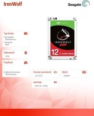 Seagate ST12000VN0008 kaina ir informacija | Vidiniai kietieji diskai (HDD, SSD, Hybrid) | pigu.lt