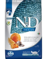 Farmina N&D Ocean сухой корм для кошек с сельдью, тыквой и апельсином, 5 кг цена и информация | Сухой корм для кошек | pigu.lt