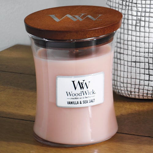 WoodWick kvapioji žvakė Vanilla & Sea Salt, 85 g kaina ir informacija | Žvakės, Žvakidės | pigu.lt