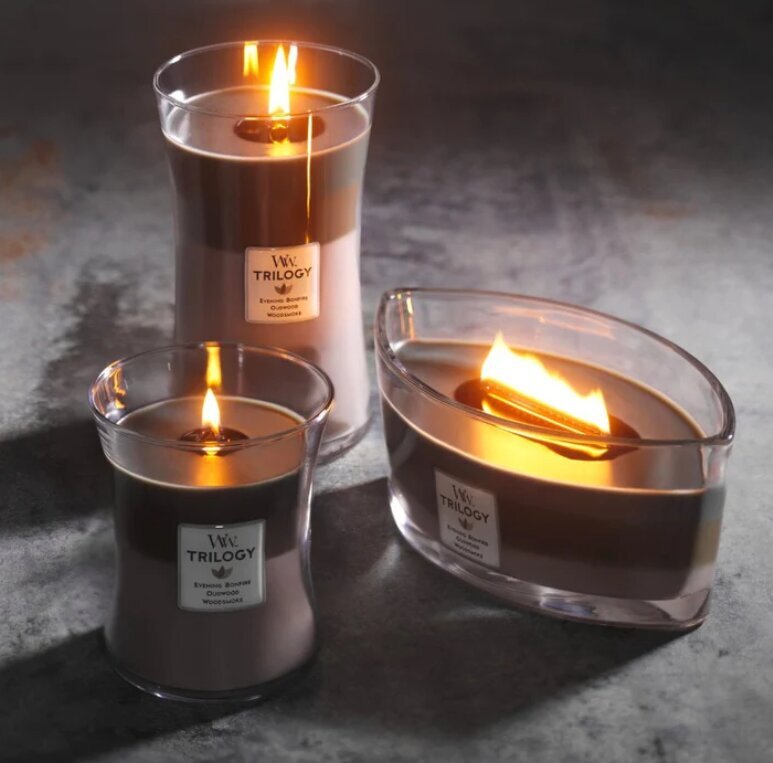 WoodWick kvapioji žvakė Trilogy Cozy Cabin, 453,6 g kaina ir informacija | Žvakės, Žvakidės | pigu.lt