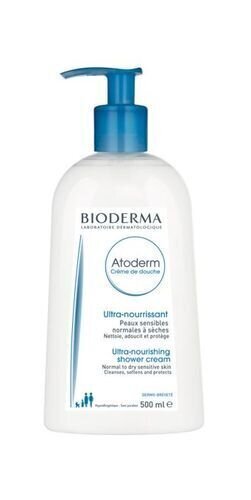 Maitinamasis kreminis prausiklis sausai veido ir kūno odai Bioderma Atoderm Creme De Douche, 500 ml kaina ir informacija | Dušo želė, aliejai | pigu.lt