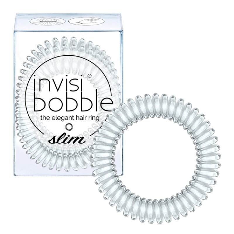 Plona spiralinė plaukų gumytė Invisibobble Slim, Crystal Clear, 3 vnt kaina ir informacija | Plaukų aksesuarai | pigu.lt
