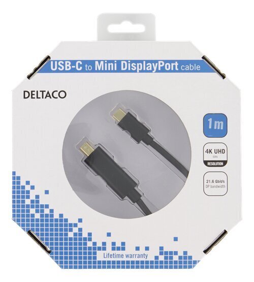 Deltaco USBC-DP102-K, USB-C/Mini DP, 1m kaina ir informacija | Kabeliai ir laidai | pigu.lt