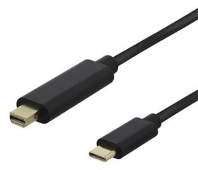Deltaco USBC-DP102-K, USB-C, Mini DisplayPort, 1m kaina ir informacija | Kabeliai ir laidai | pigu.lt