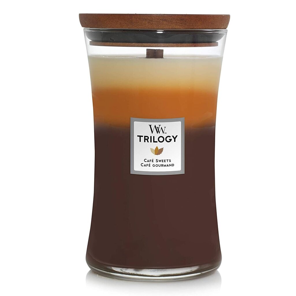 WoodWick kvapioji žvakė Trilogy Cafe Sweets, 609,5g kaina ir informacija | Žvakės, Žvakidės | pigu.lt