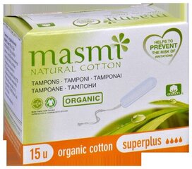 Tamponai Masmi Natural Cotton, 18 vnt kaina ir informacija | Tamponai, higieniniai paketai, įklotai | pigu.lt