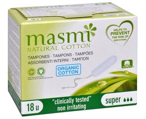 Tamponai Masmi Natural Cotton, 18 vnt kaina ir informacija | Tamponai, higieniniai paketai, įklotai | pigu.lt