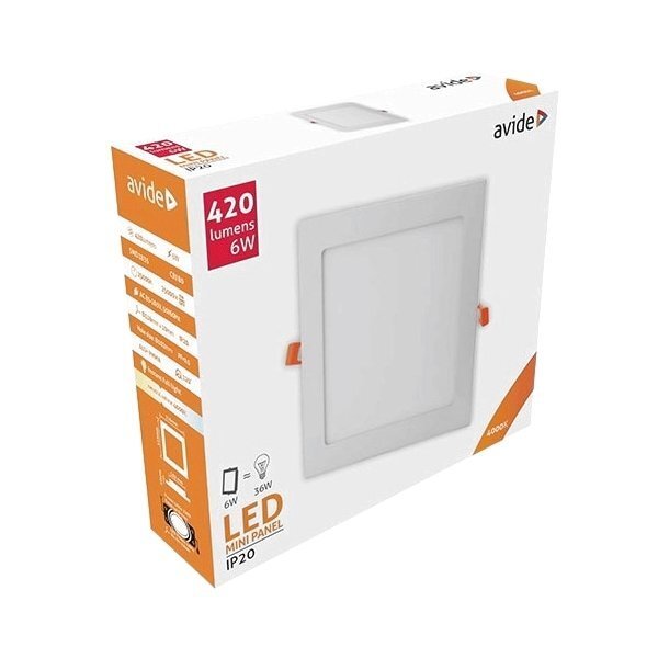 Avide LED Lubinis šviestuvas 6W 4000K, 116 x116mm, kvadratinis kaina ir informacija | Įmontuojami šviestuvai, LED panelės | pigu.lt