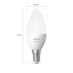 Philips HueW Candle 5.5W B39 E14 2700K,  цена и информация | Электрические лампы | pigu.lt