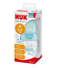 Полипропиленовая бутылка с силиконовой соской NUK First Choice + M, 0-6 месяцев, 120 мл цена и информация | Бутылочки и аксессуары | pigu.lt