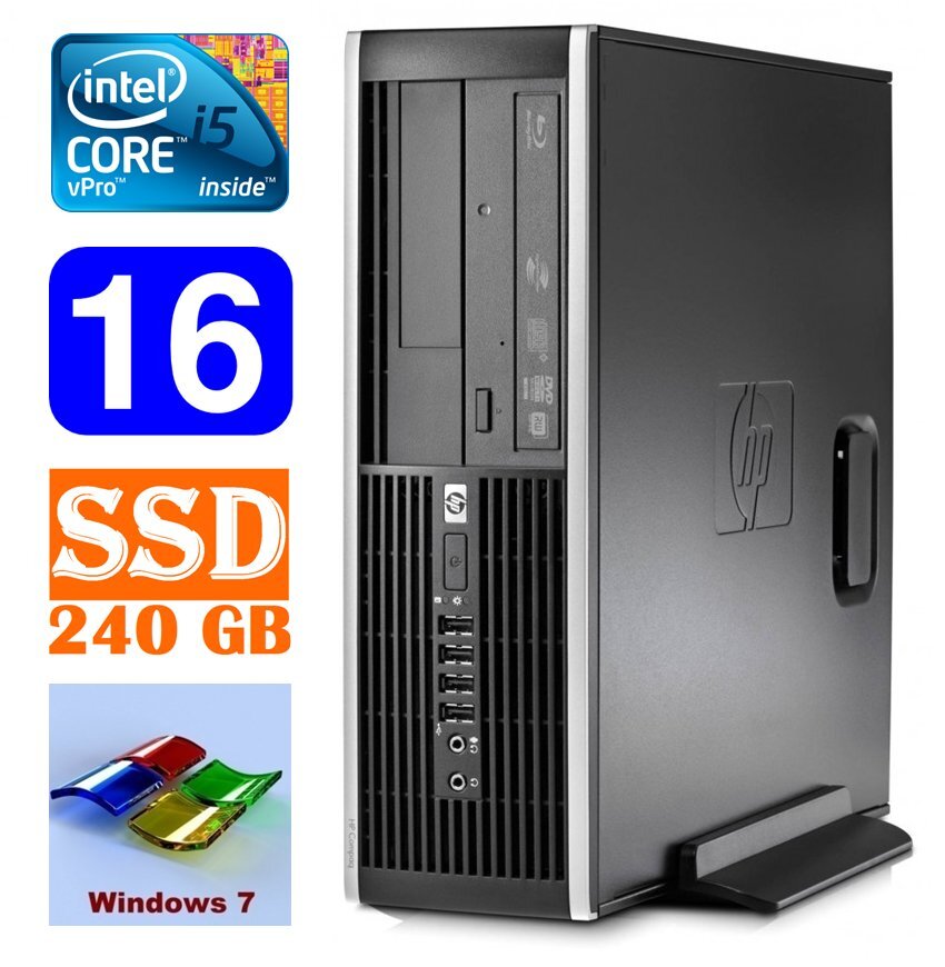 HP 8100 Elite SFF i5-650 16GB 240SSD DVD WIN7Pro цена и информация | Stacionarūs kompiuteriai | pigu.lt