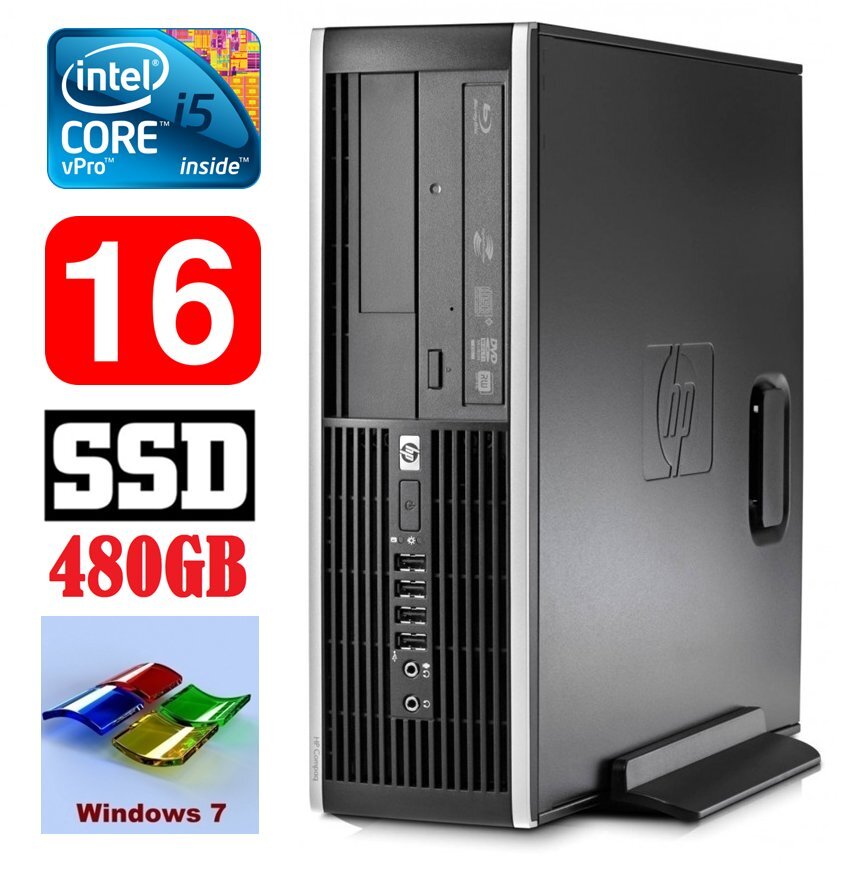 HP 8100 Elite SFF i5-650 16GB 480SSD DVD WIN7Pro kaina ir informacija | Stacionarūs kompiuteriai | pigu.lt