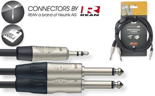 Stagg NYC3/MPS2PR, Aux 3.5 mm/Aux 6.3 mm, 3 m kaina ir informacija | Kabeliai ir laidai | pigu.lt