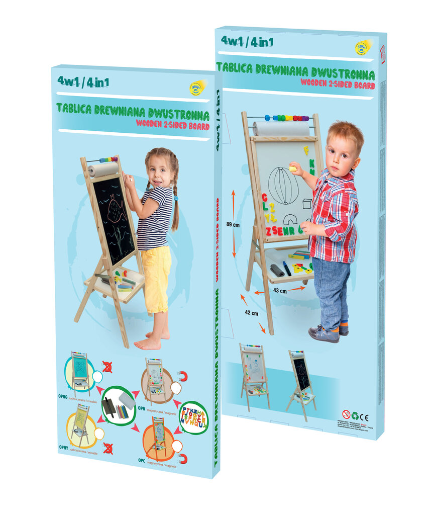 Dvipusė magnetinė piešimo lenta su popieriaus ritiniu 3toysm, OPN, dėž. kaina ir informacija | Lavinamieji žaislai | pigu.lt