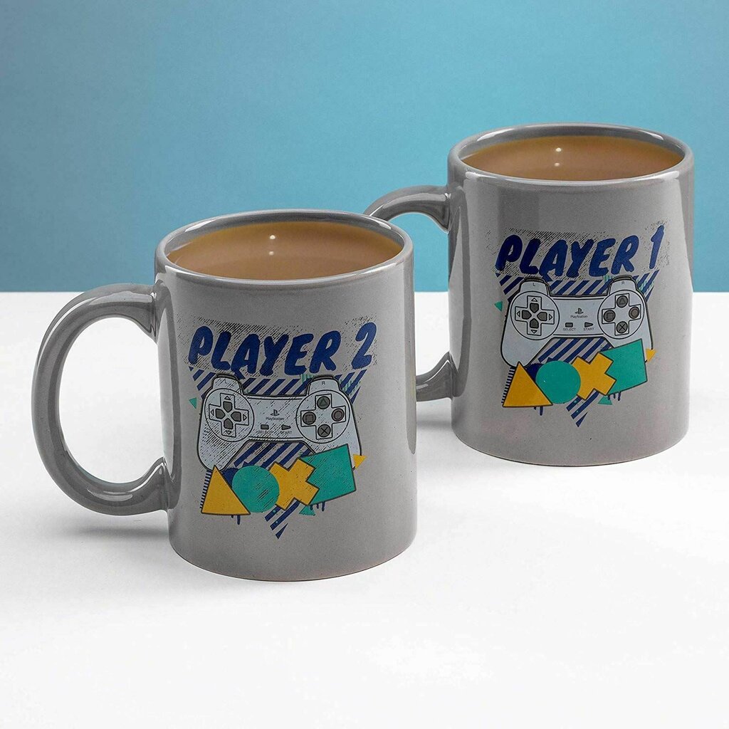 Gift Set: PlayStation Player 1 and Player 2 Mug Set, 300ml kaina ir informacija | Žaidėjų atributika | pigu.lt