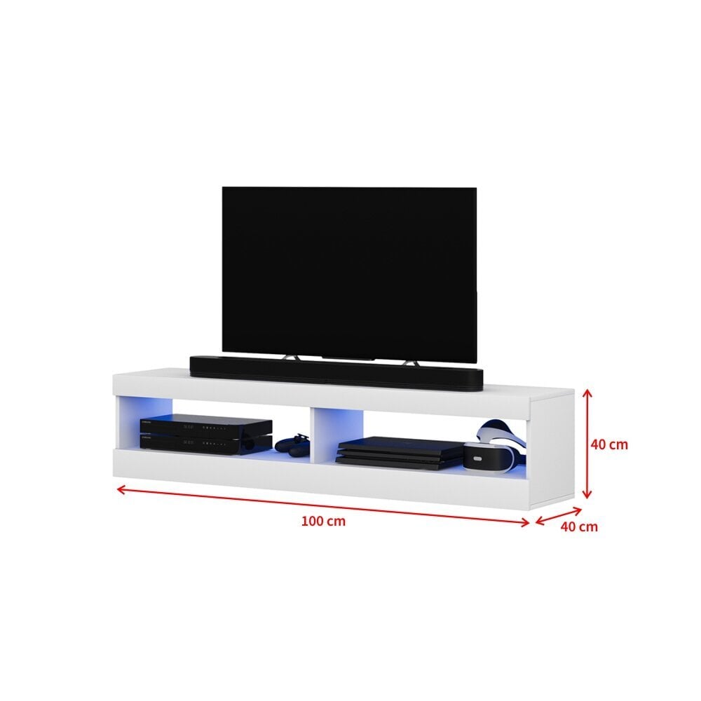 TV staliukas Selsey Viansola LED 100 cm, baltas kaina ir informacija | TV staliukai | pigu.lt