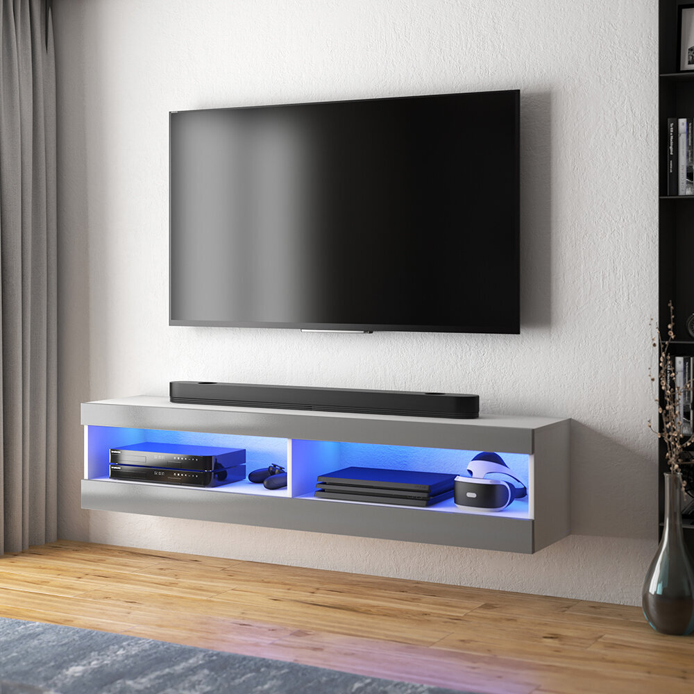 TV staliukas Selsey Viansola LED 100 cm, baltas/pilkas kaina ir informacija | TV staliukai | pigu.lt
