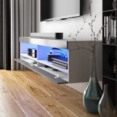 TV staliukas Selsey Viansola LED 140 cm, baltas/pilkas kaina ir informacija | TV staliukai | pigu.lt