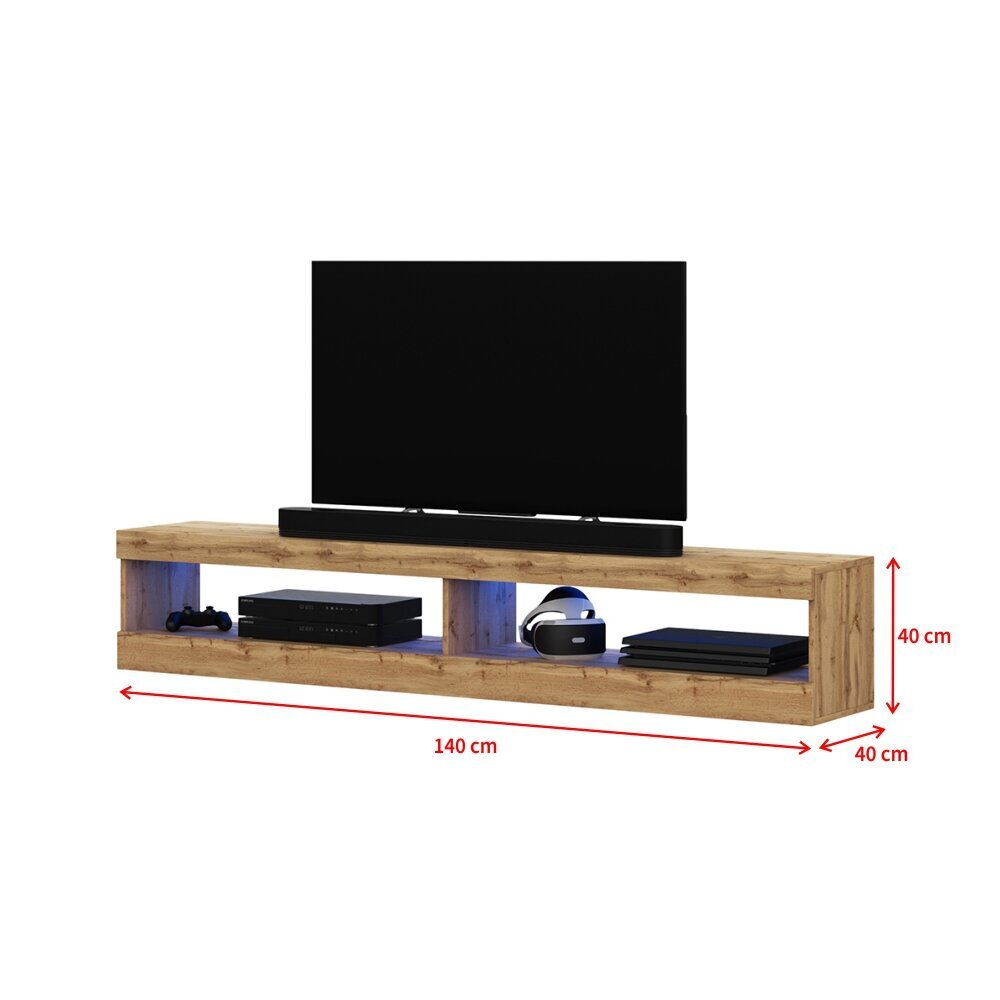 TV staliukas Selsey Viansola LED 140 cm, rudas kaina ir informacija | TV staliukai | pigu.lt