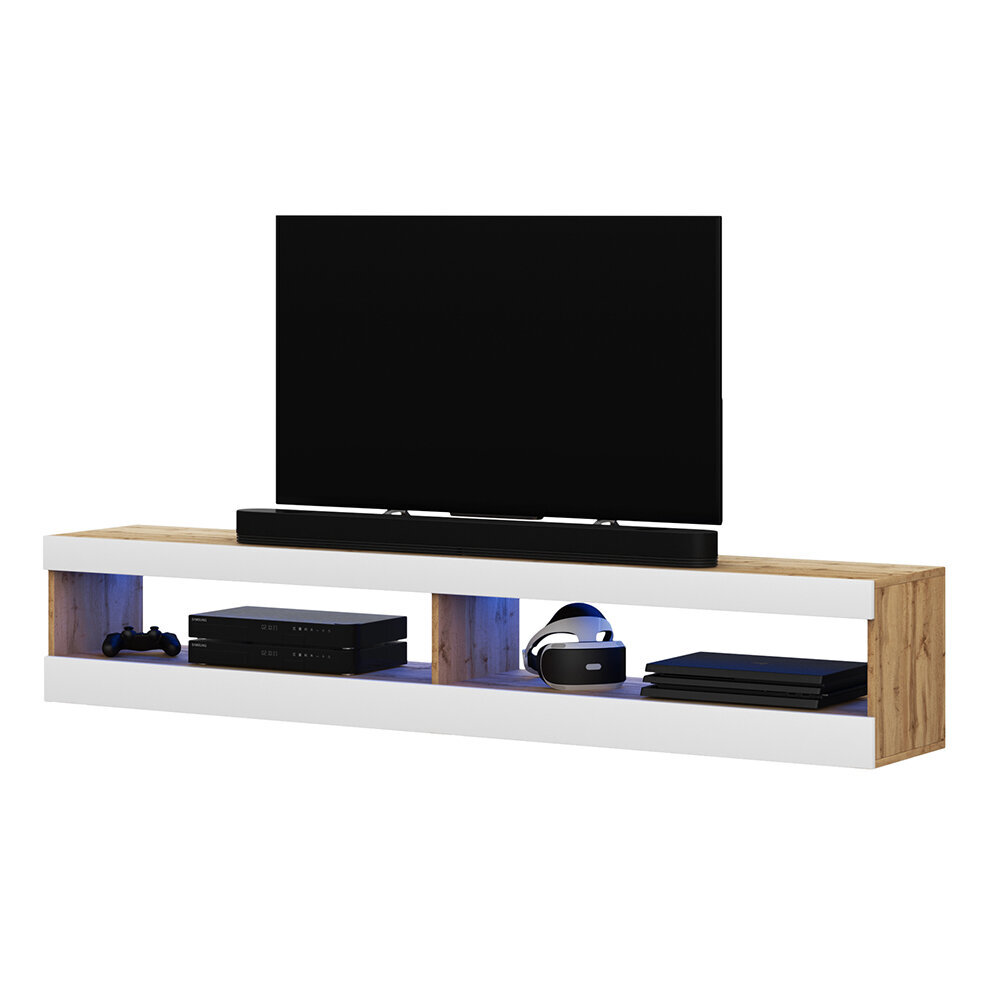 TV staliukas Selsey Viansola LED 140 cm, rudas/baltas kaina ir informacija | TV staliukai | pigu.lt