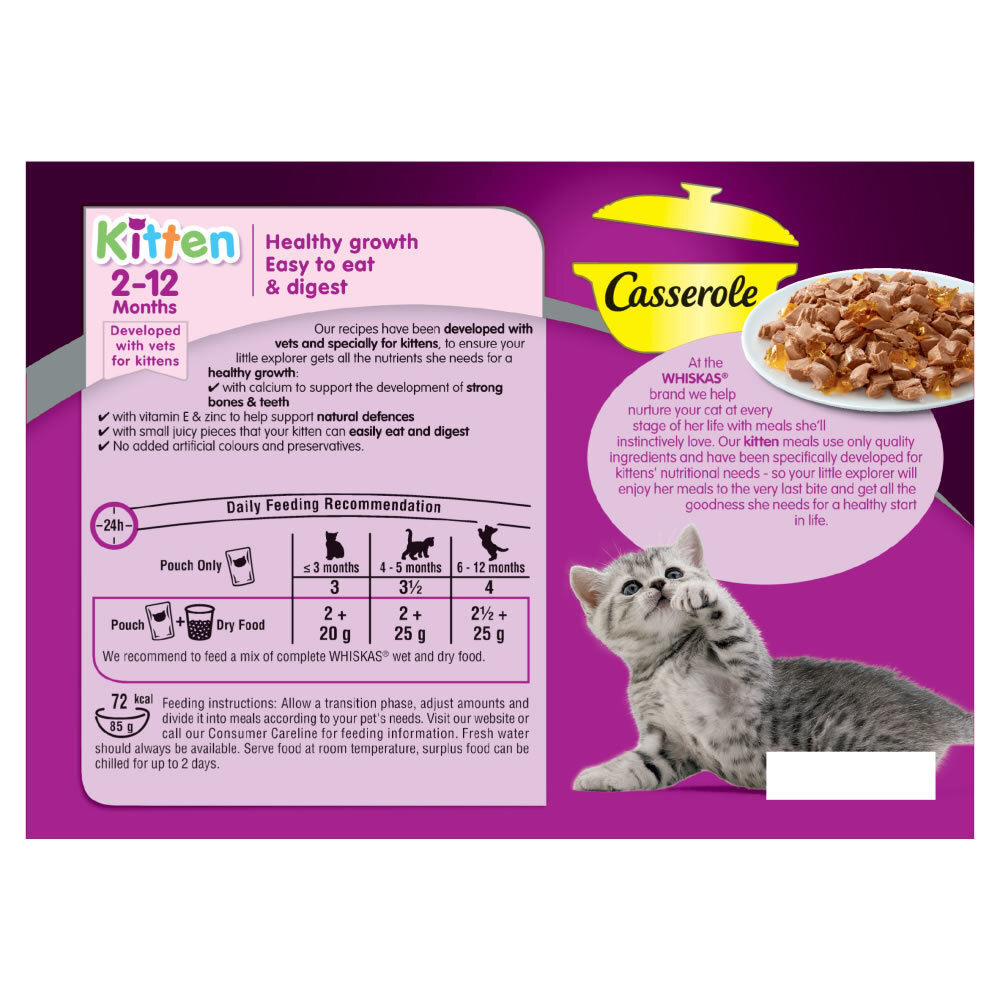 WHISKAS Casserole rinkinys su paukštiena, 12x85 g kaina ir informacija | Konservai katėms | pigu.lt