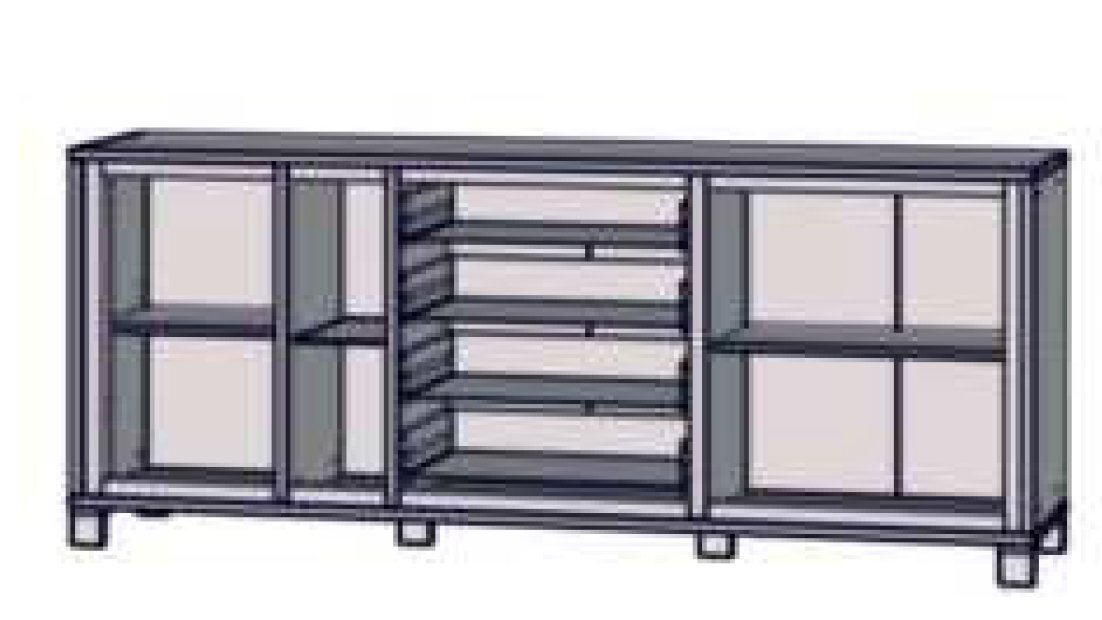 Komoda Forte Trondheim 2D4S, rudos spalvos/juoda kaina ir informacija | Komodos | pigu.lt