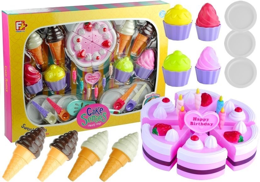 Žaislinis gimtadienio tortas su aksesuarais, 32 dalių kaina ir informacija | Žaislai mergaitėms | pigu.lt