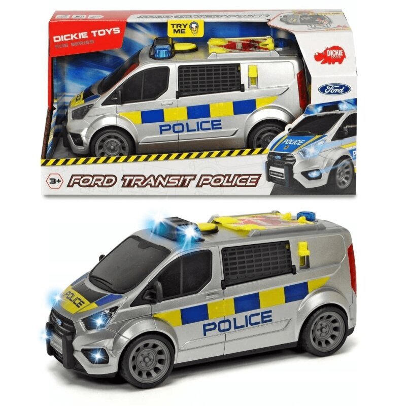 Policijos automobilis Dickie toys Ford Transit 28 cm kaina ir informacija | Žaislai berniukams | pigu.lt