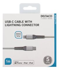 Deltaco IPLH-312M, USB C, Lightning, 1m kaina ir informacija | Laidai telefonams | pigu.lt