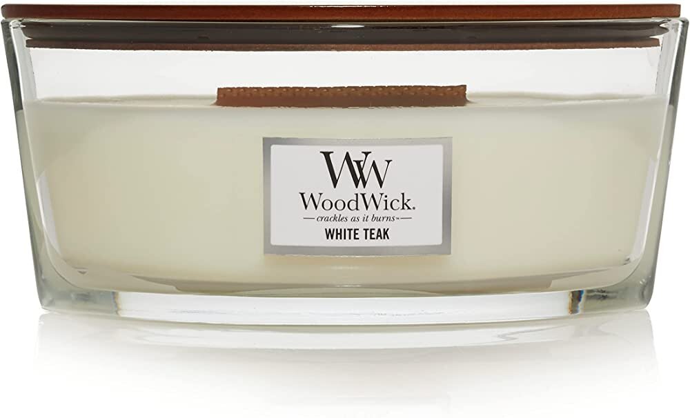 WoodWick kvapioji žvakė White Teak, 453,6 g kaina ir informacija | Žvakės, Žvakidės | pigu.lt