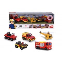 Набор металлических пожарных машин, 5 шт. цена и информация | Игрушки для мальчиков | pigu.lt