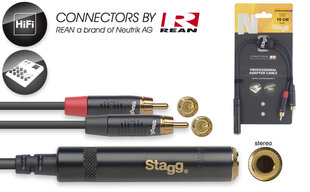 Stagg REAN 6.3mm TRS/f - 2 x RCA 10cm kaina ir informacija | Kabeliai ir laidai | pigu.lt