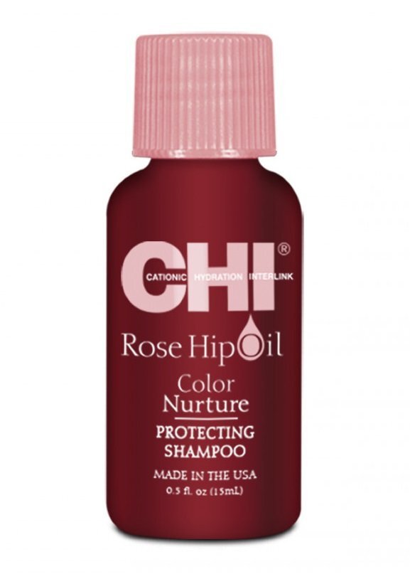 Plaukų šampūnas dažytiems plaukams Farouk Chi Rose Hip Oil Color Nurture Protecting 15 ml kaina ir informacija | Šampūnai | pigu.lt