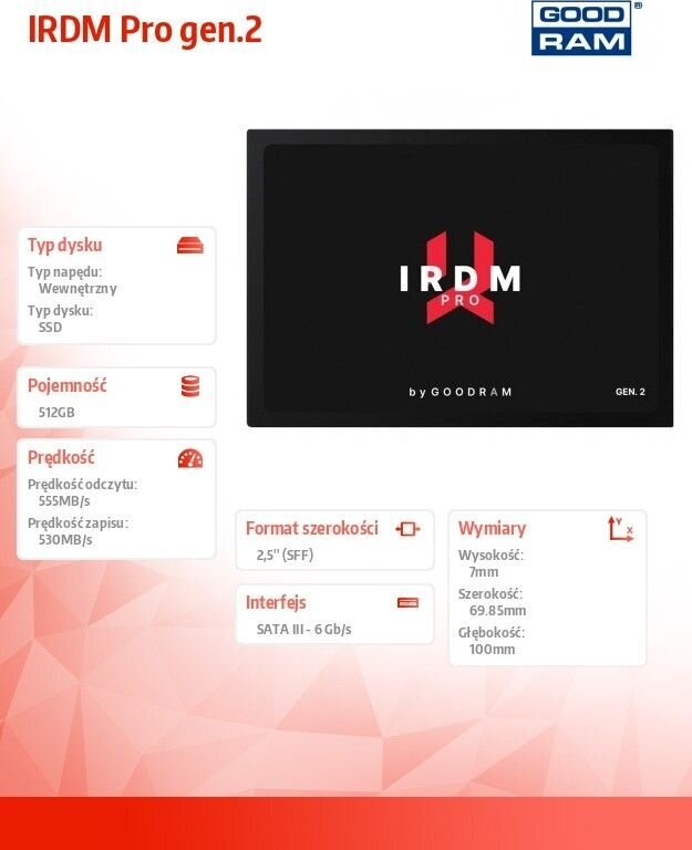 GoodRam IRP-SSDPR-S25C-512 kaina ir informacija | Vidiniai kietieji diskai (HDD, SSD, Hybrid) | pigu.lt