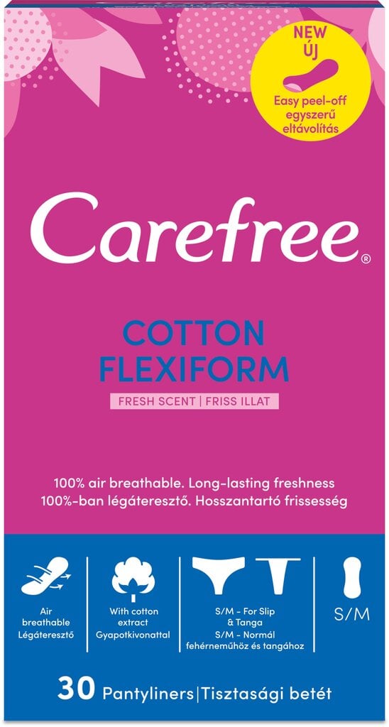 Carefree Flexiform Fresh įklotai, 30 vnt kaina ir informacija | Tamponai, higieniniai paketai, įklotai | pigu.lt
