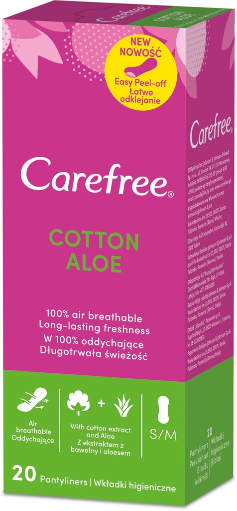 Carefree Aloe įklotai, 20 vnt kaina ir informacija | Tamponai, higieniniai paketai, įklotai | pigu.lt