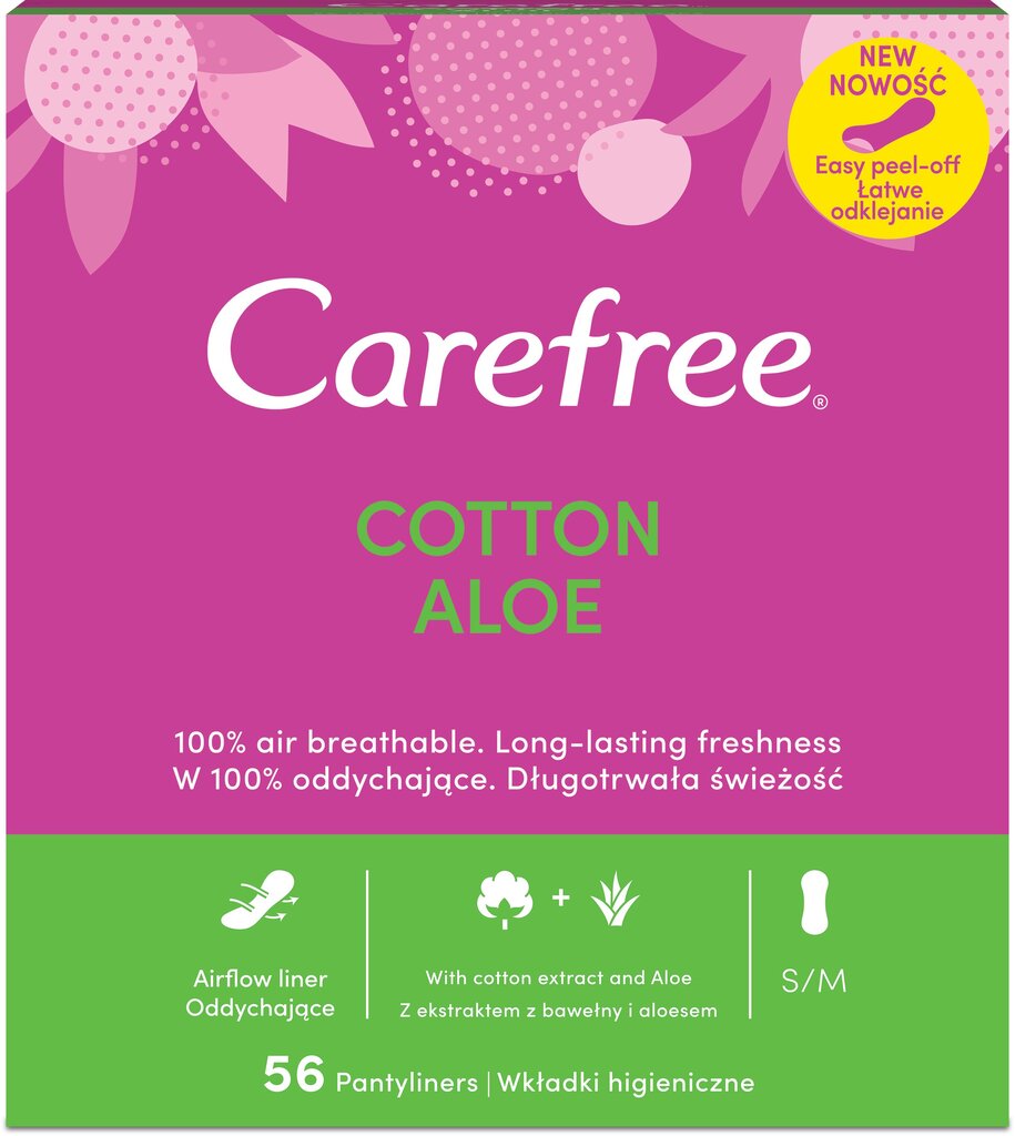 Carefree Aloe įklotai, 56 vnt kaina ir informacija | Tamponai, higieniniai paketai, įklotai | pigu.lt