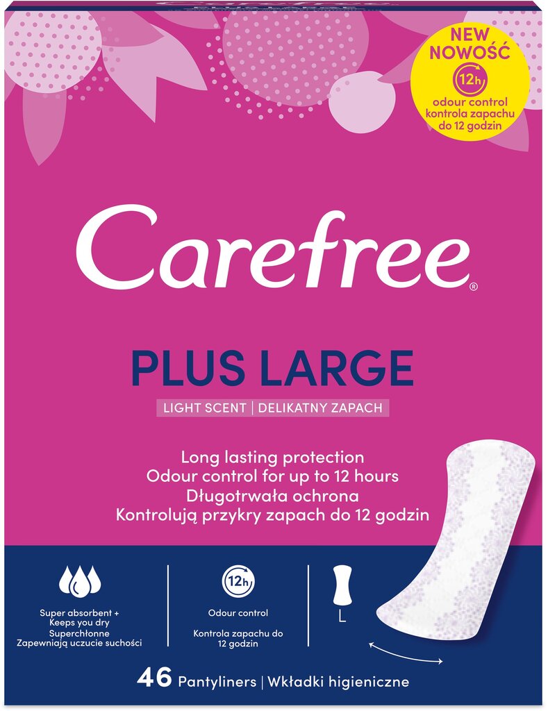 CAREFREE Large įklotai, 46 vnt. kaina ir informacija | Tamponai, higieniniai paketai, įklotai | pigu.lt