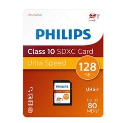 Philips SDXC Card 128GB Class 10 UHS-I U1 цена и информация | Карты памяти для телефонов | pigu.lt