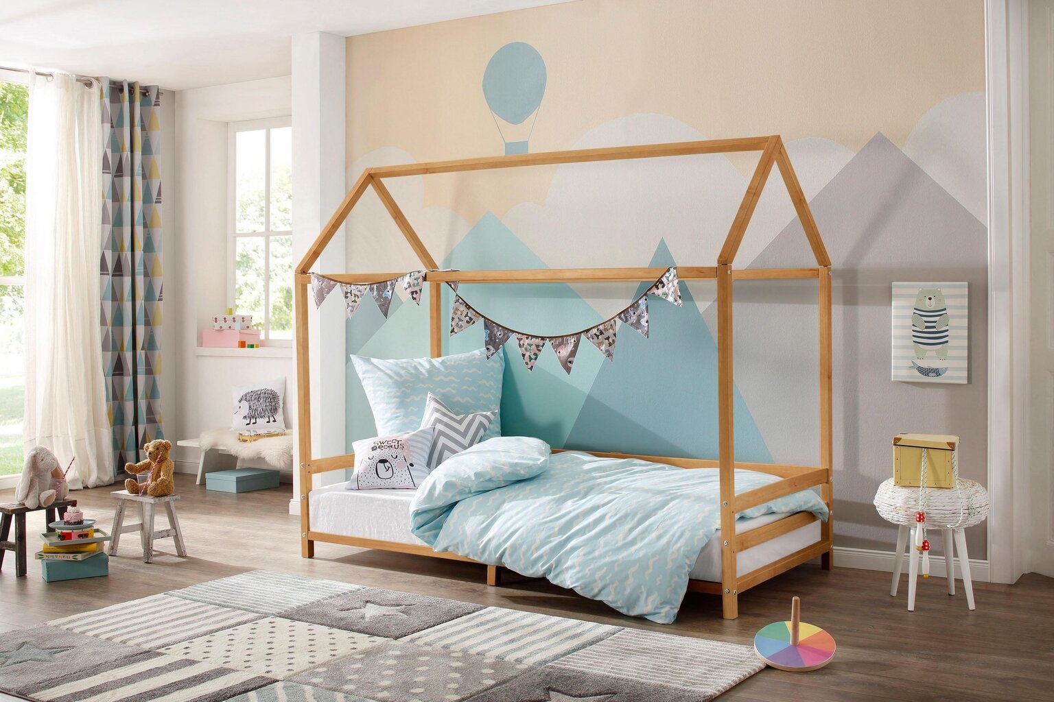 Vaikiška lova - namelis Notio Living Ellen su tvorele, šviesiai ruda kaina ir informacija | Vaikiškos lovos | pigu.lt