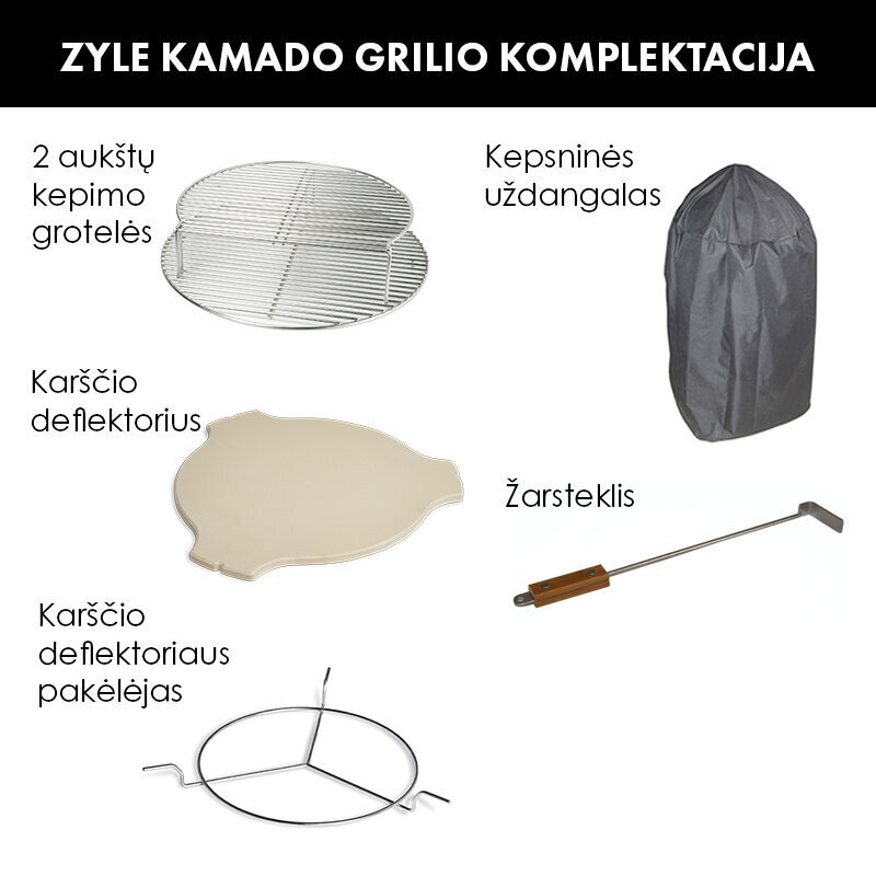 Kepsninė Zyle Kamado, ZY27BLSET, su priedais, 69 cm цена и информация | Kepsninės, griliai | pigu.lt