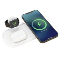 Беспроводная зарядка Devia 3in1 Smart Phone, Apple Watch, Airpods, белая цена и информация | Зарядные устройства для телефонов | pigu.lt