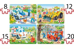 Dėlionių rinkinys Castorland Funny Vehicles 4in1 цена и информация | Пазлы | pigu.lt