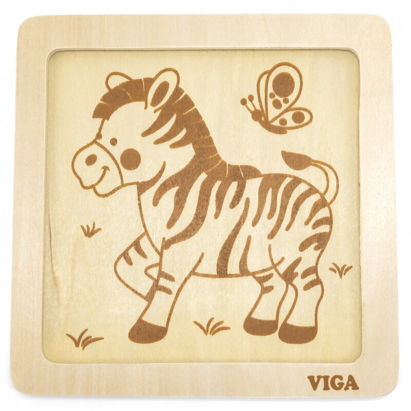 Mano pirmoji medinė dėlionė 4 vnt. - Zebras, Viga kaina ir informacija | Dėlionės (puzzle) | pigu.lt